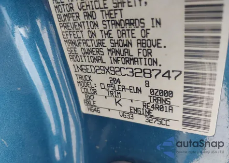 2002 Nissan Frontier Xe-V6 from USA, damaged, VIN 1N6ED29X92C328747